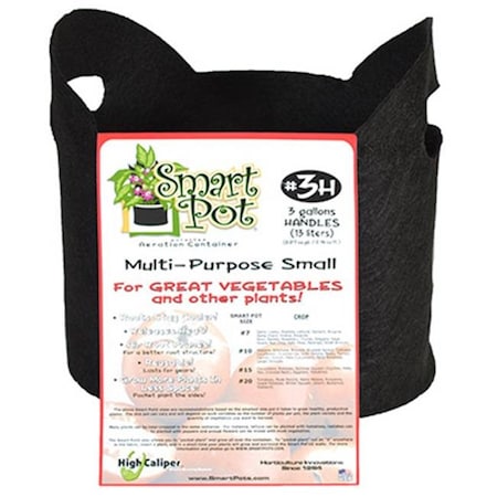 High Caliper Growing High Caliper Growing 21003RT 3 Gallon; Black Patented Small Smart Pot With Handles 184293